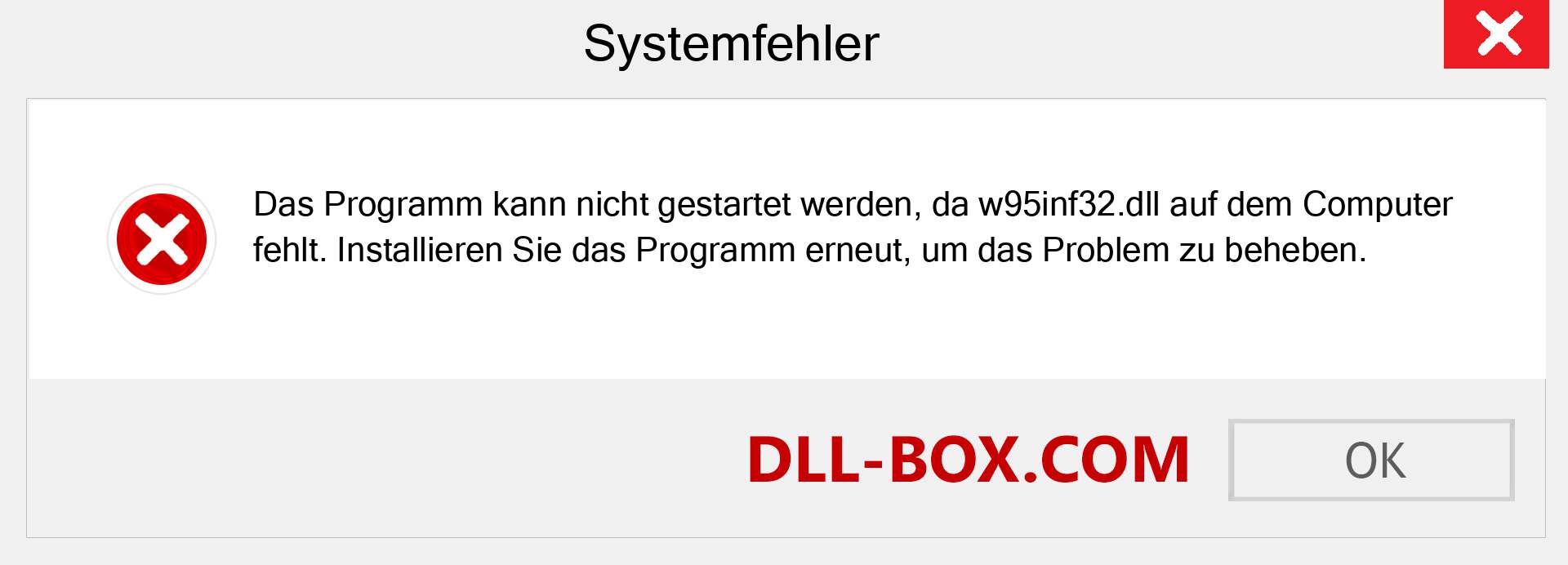 w95inf32.dll-Datei fehlt?. Download für Windows 7, 8, 10 - Fix w95inf32 dll Missing Error unter Windows, Fotos, Bildern